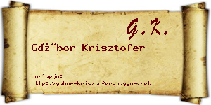 Gábor Krisztofer névjegykártya